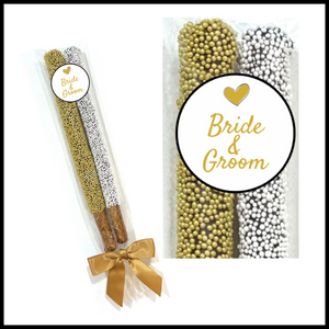 Wedding Chocolate Pretzel Rods - Bride & Groom