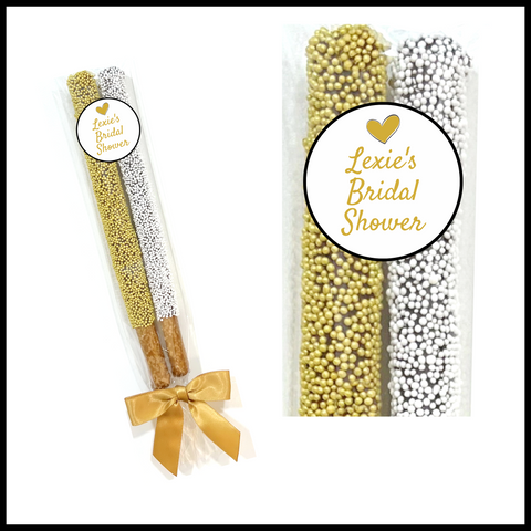 Wedding Chocolate Pretzel Rods - Bridal Shower (Custom Label)