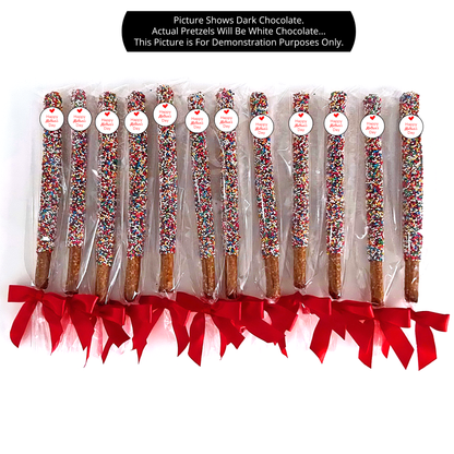 Mother's Day White Chocolate Covered Pretzel Rods