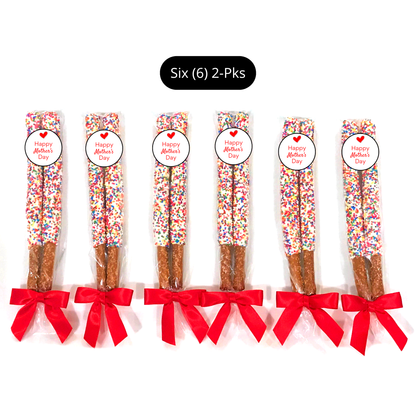 Mother's Day White Chocolate Covered Pretzel Rods