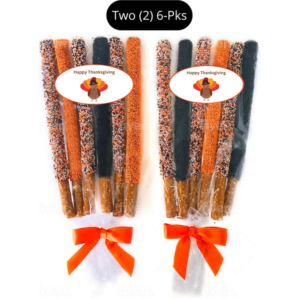 Thanksgiving Tri-Colored Chocolate Pretzel Rods