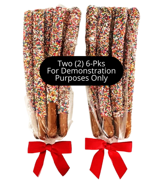 Patriotic White Chocolate Covered Pretzel Rods - Topped With Red, White, & Blue Mixed Sprinkles