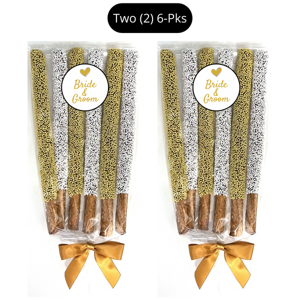 Wedding Chocolate Pretzel Rods - Bride & Groom